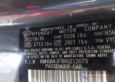 2017 Genesis G80 5.0 Ultimate z USA, uszkodzony, nr VIN KMHGN4JF8HU212073